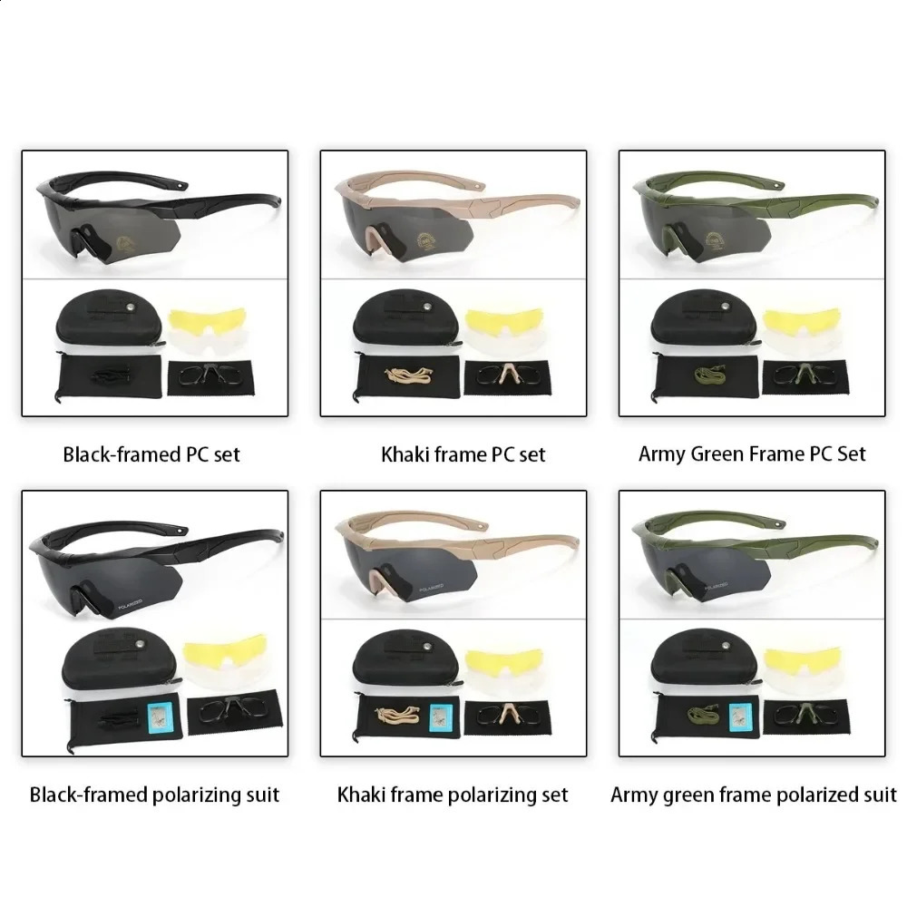 3 Lens Tactical Goggles CS Airsoft Windproof Shooting Polarized Glasses HD Motorcycle Cycling Outdoor Safe Glasses 260529 - view 7