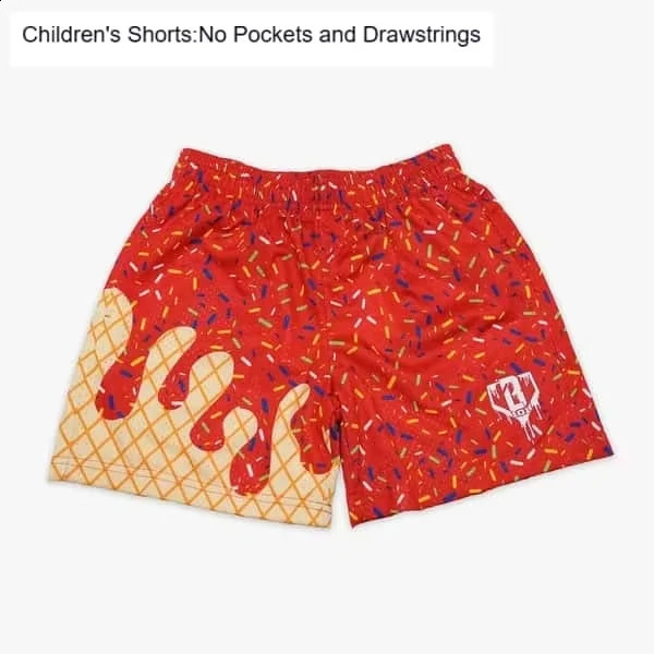 2026 Baseball Life 101 Kids Ice Cream Sprinkle Mesh Shorts No Pockets No Drawstrings Summer Casual Shorts for Boys Girls 260527 - view 3