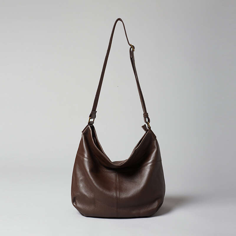 New Top Layer Cowhide Women Bag, Lazy Style Soft Leather Hobo Bag, Large Capacity Casual Shoulder Crossbody Tote Handbag SENYY