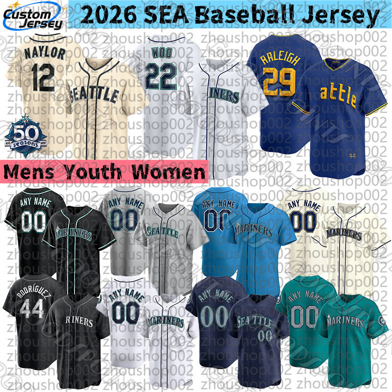SeattleS Mariners jersey Cal Raleigh Alex Julio Rodriguez Josh Naylor Gilbert JP Crawford Bryan Woo Cole Young Ken Griffey Jr Ichiro Suzuki Mariner Ba