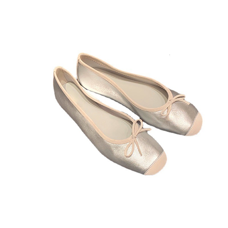 Summer Comfort Womens Bow Ballet Flats Square Toe Soft Leather Casual Ballerina Shoes - view 4