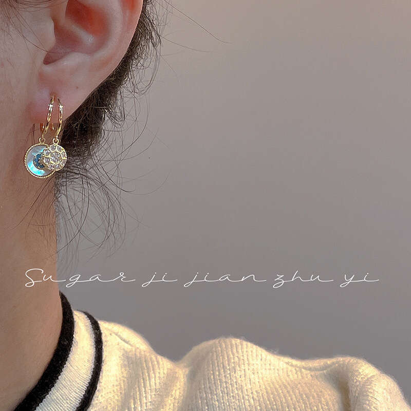 Luxury Evil Eye Charm Hoop Earrings With Blue And White Stones Gold Tone For Bridal And Evening Events