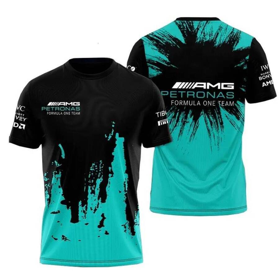 Sports shirt, AM Petronas F1, men and women, 3D printed, casual style, breathable, suitable for Formula One racing. wholesale