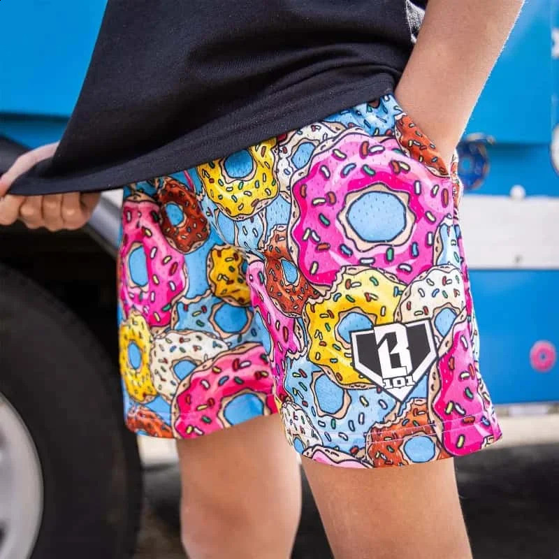 Mens and Womens Ice Cream Printed Baseball Life 101 Breathable and Comfortable Sports American Retro Basketball Shorts 260527 - view 4