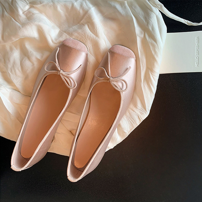 Summer Comfort Womens Bow Ballet Flats Square Toe Soft Leather Casual Ballerina Shoes - view 5
