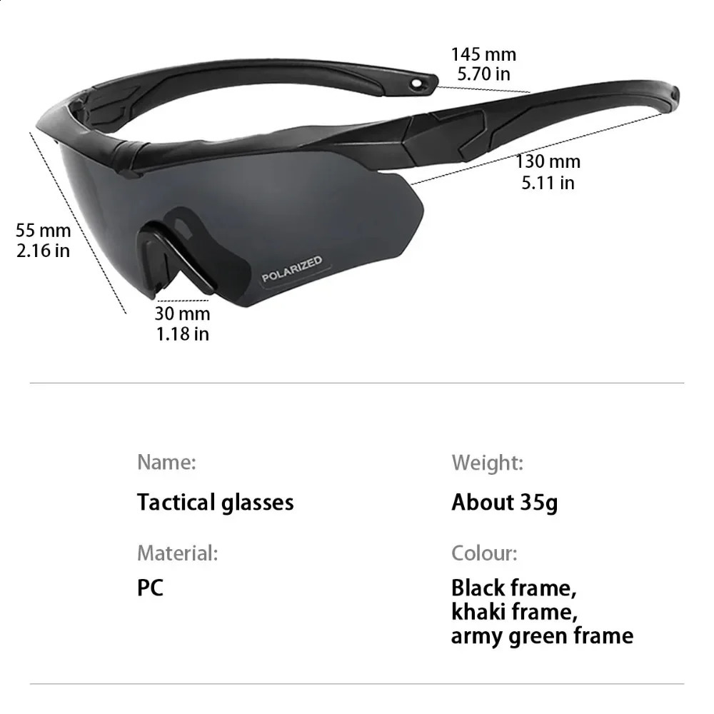 3 Lens Tactical Goggles CS Airsoft Windproof Shooting Polarized Glasses HD Motorcycle Cycling Outdoor Safe Glasses 260529 - view 3