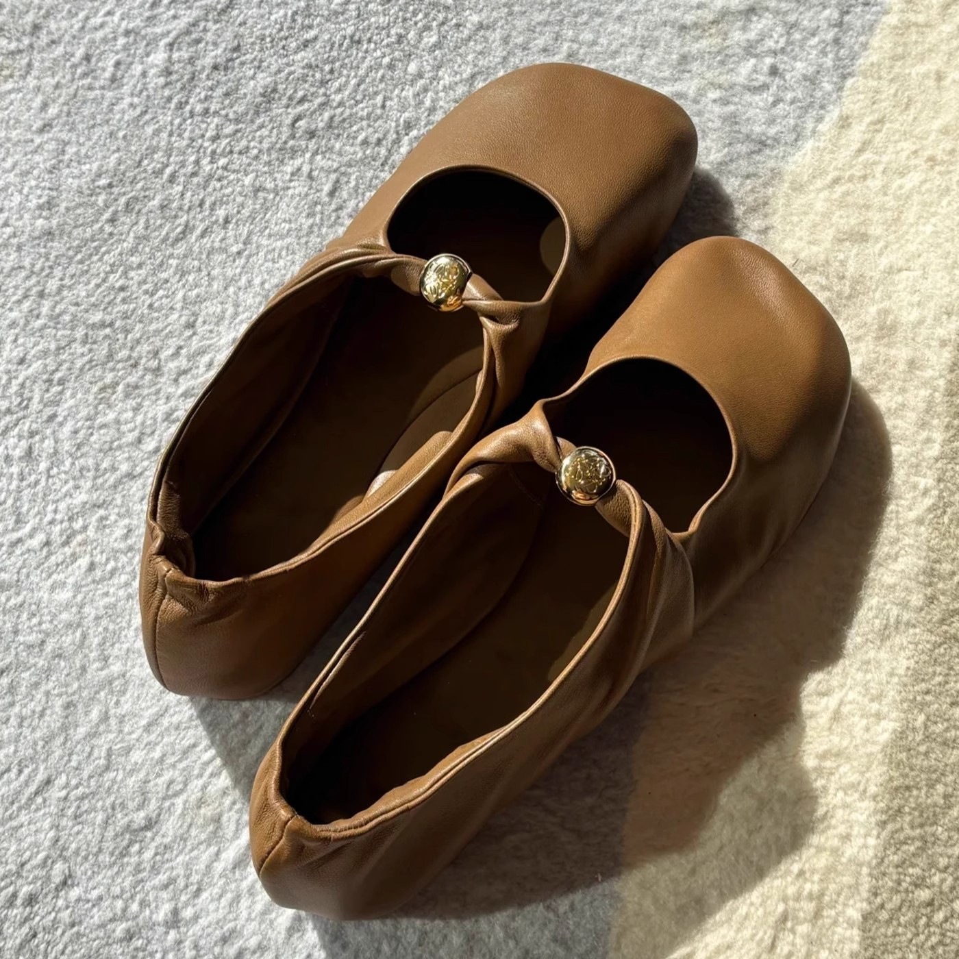 Womens Multi Color Soft Leather Mary Jane Flats Square Toe Summer Comfort Gold Button Shoes - view 5