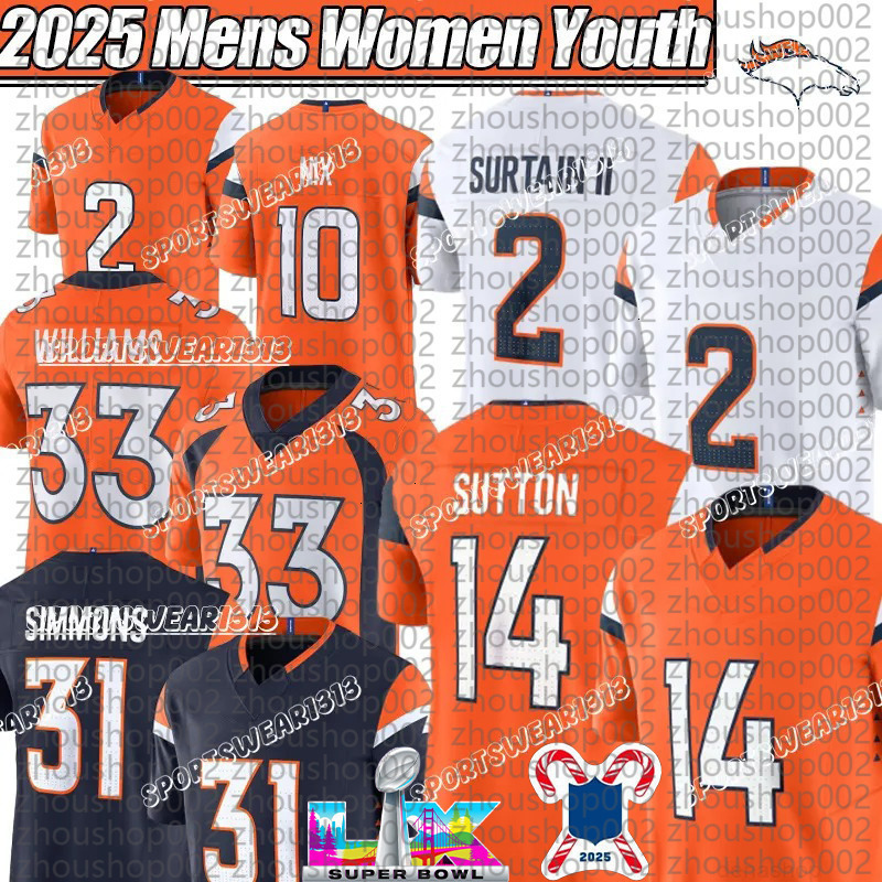Denvers Broncoss jersey DenvercityBroncos jersey 10 Bo Nix John Elway 2 Patrick Surtain II Peyton Manning Javonte Williams Troy Franklin Football Jers