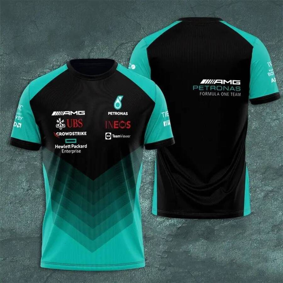 Sports shirt, AM Petronas F1, men and women, 3D printed, casual style, breathable, suitable for Formula One racing. wholesale
