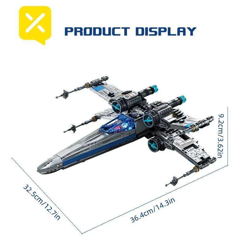TOYLINX X-Wing Fighter Building Blocks Set LED Light Up Construction Toy Mechanical Space Vehicle with Pilot Bricks Gifts W260530