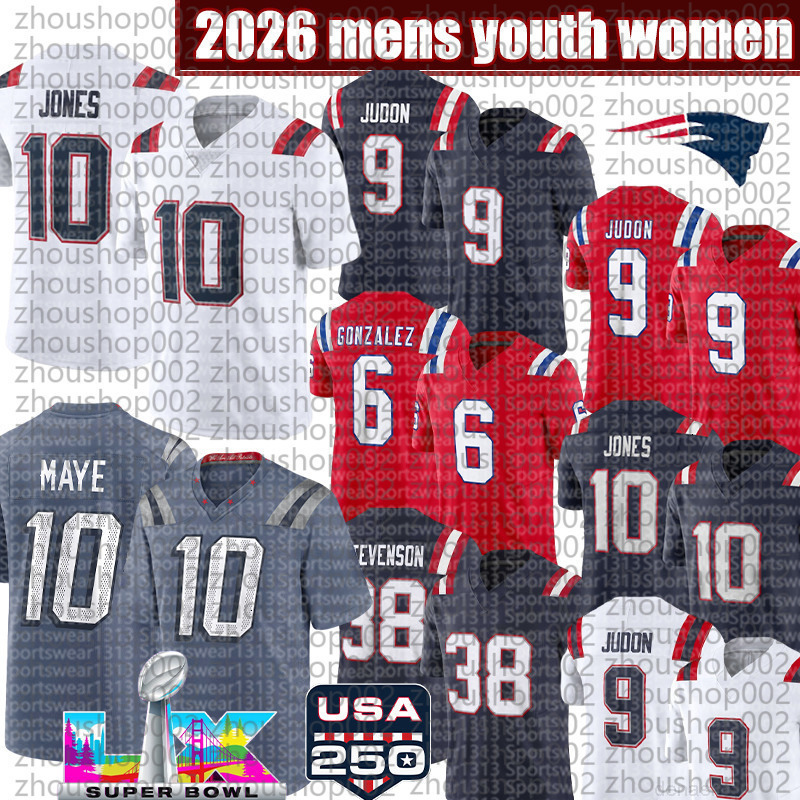 New Englands city PatriotsJersey USA 250 Patch Patriotes Jersey 10 Drake Maye 8 Diggs 0 Gonzalez 12 Brady 6 Baker Football Jerseys