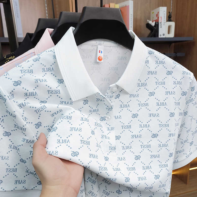 Summer new cotton printed short-sleeve polo shirt for men stylish and versatile light luxury casual T-shirt top for men88