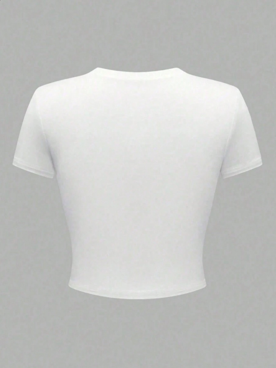 Women's T Shirt Letter Print Cute Sexy Summer Crops Tops Y2k Streetwear Tee Woman Short Sleeve Graphic T Shirts 230607