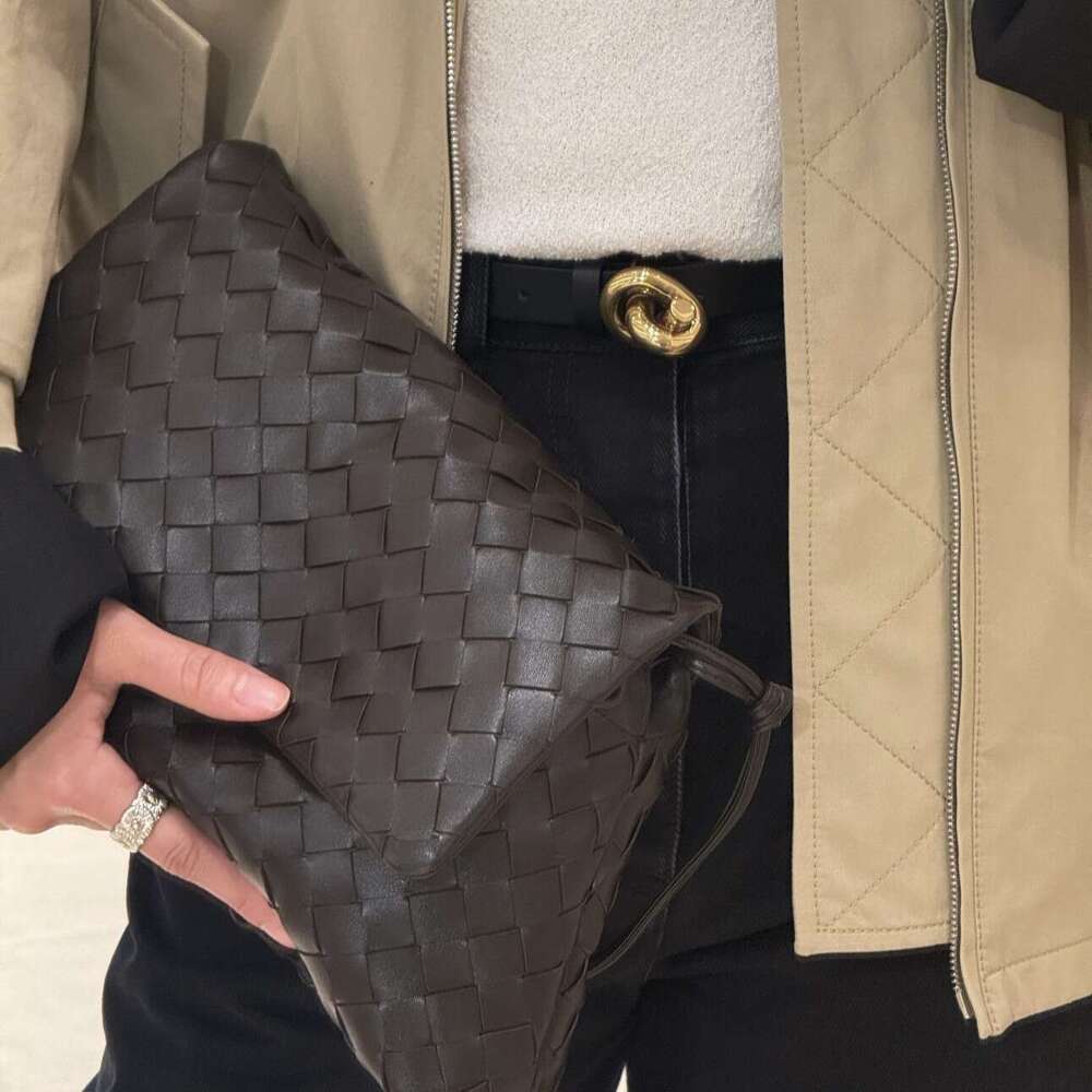 Flap shoulder bag genuine leather small square bag vintage handmade woven handbag fashionable crossbody daily bag SENYY