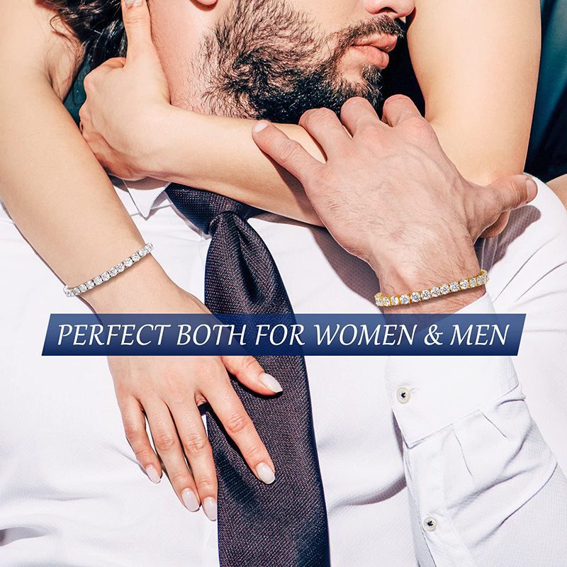 Personalized Fine Jewelry pass diamond tester 925 Sterling Silver 5A Moissanite Diamond Moissanite Gold Wholesale 3mm 5mm Tennis Bracelet Men - view 6