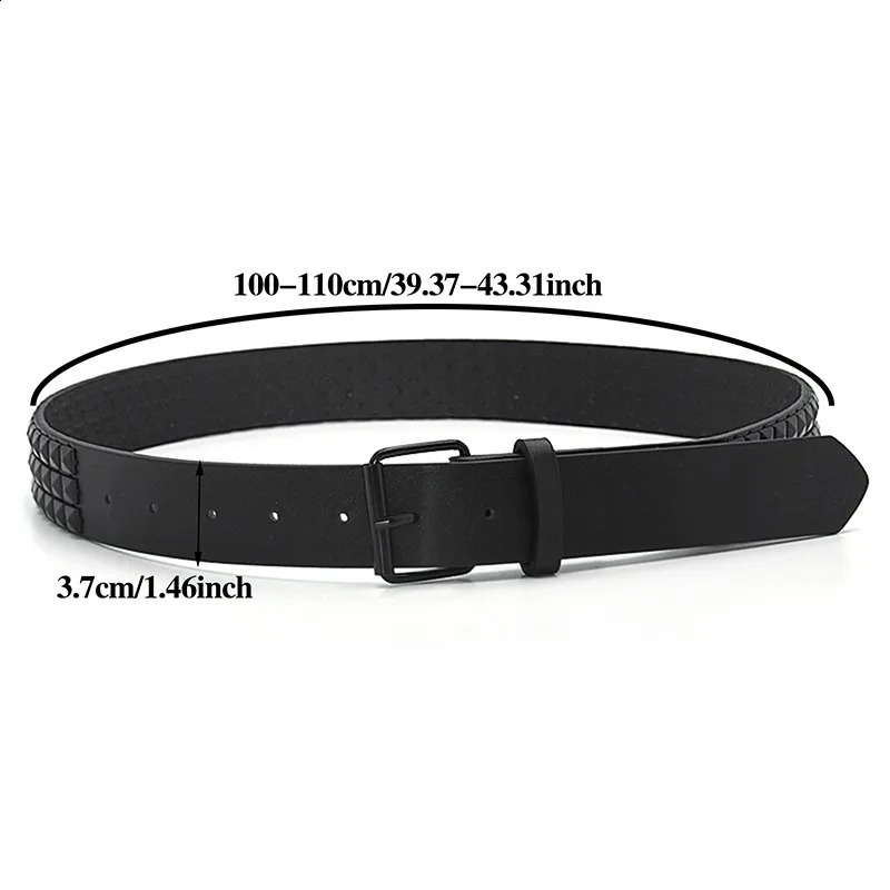 Fashion Rivet Belt Men Womens Studded Punk Rock With Pin Buckle Drop Black 260530BJ - view 5