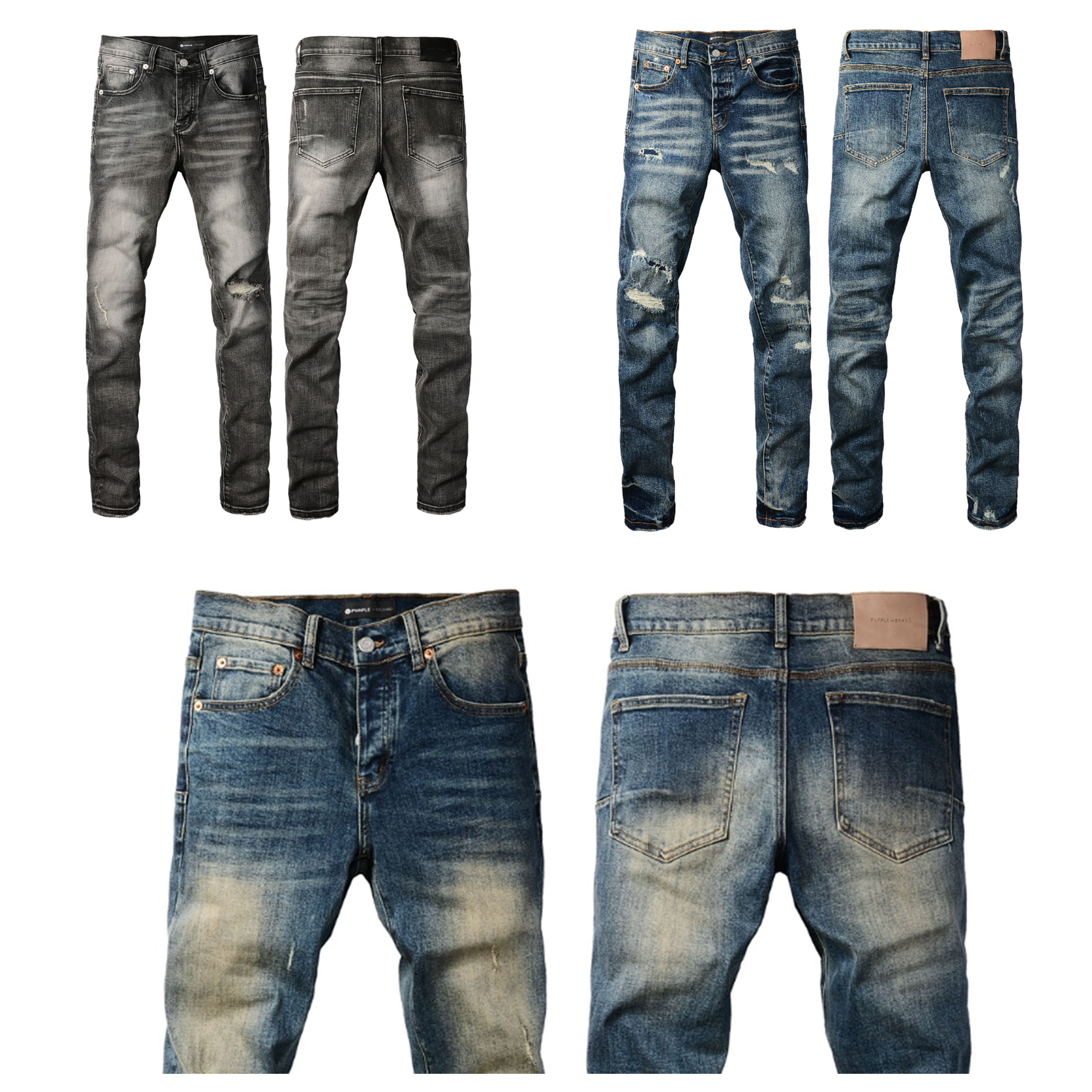 Jeans Da Moto Firmati, Classici E Alla Moda Con Buchi Da Strada, Jeans Da Strad…