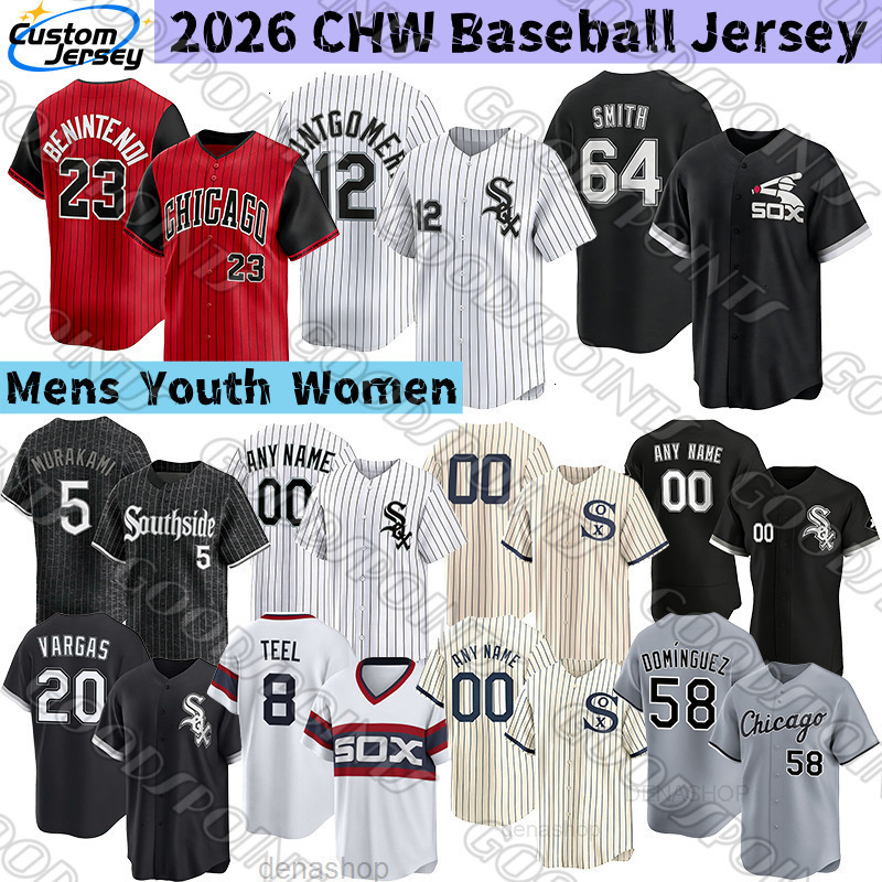 ChicagoS white sox jersey Colson Montgomery Shane Smith Munetaka Murakami Benintendi Kyle Teel whitesox jersey Frank Thomas Vargas Kay Acuna soxs Base
