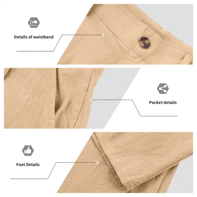 Summer Linens Mens Pants Breathable Soft Lightweight Casual Man StraightLeg Trousers For Beach Vacation Travel Work Wedding y260618 - view 5