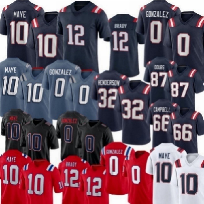 New EnglandS Patriotses JerseyDrake Maye Christian Gonzalez Football Jersey Will Campbell TreVeyon Henderson Brady Vrabel Kayshon Boutte Stevenson Dou