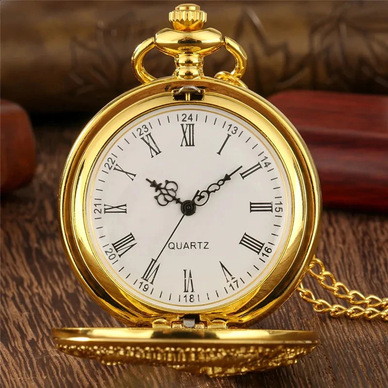 Classic vintage pocket watch fashion hollow carving Chinese dragon Roman numerals dial necklace gift 260530BJ - view 3