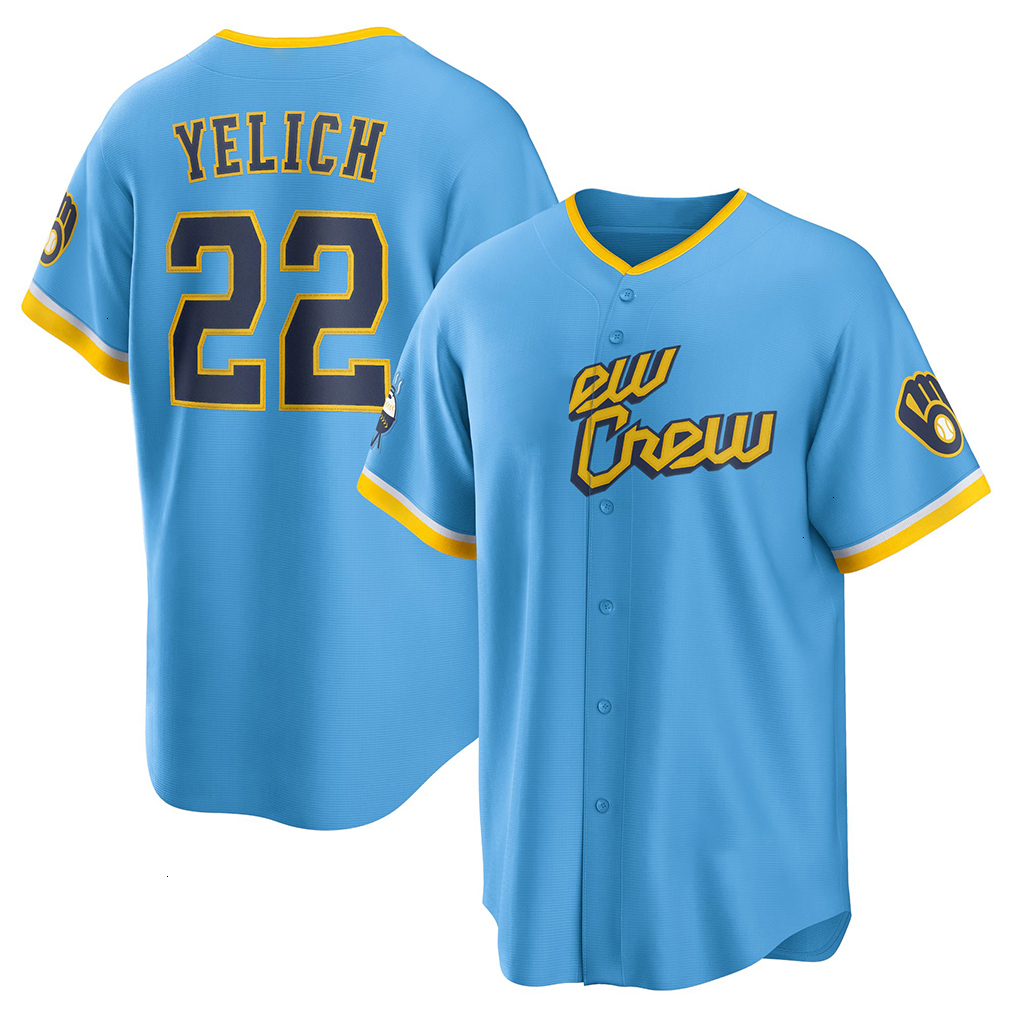Milwaukees Brewers jersey William Contreras Christian Yelich Jackson Chourio Misiorowski Jake Bauers Sal Frelick Abner Uribe Robin Yount Brewer Baseba
