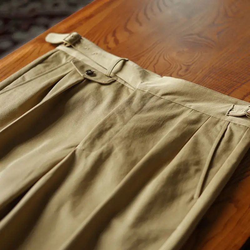 Men 2024 Spring Summer Fashion Solid Color Cotton Trousers Mens Retro Loose Straight Pants Male Business Casual V83 y260618 - view 7