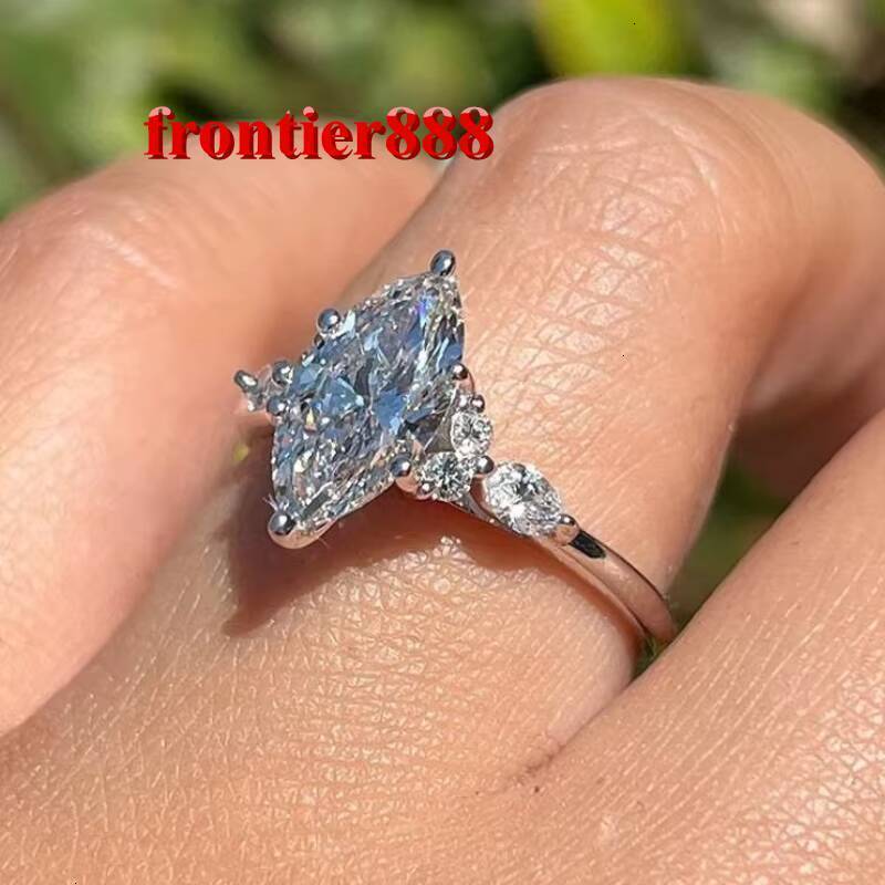 Classic Custom Lab Diamond Engagement Ring 14K Solid Gold Anniversary VVS DEF Marquise Cut Moissanite Ring