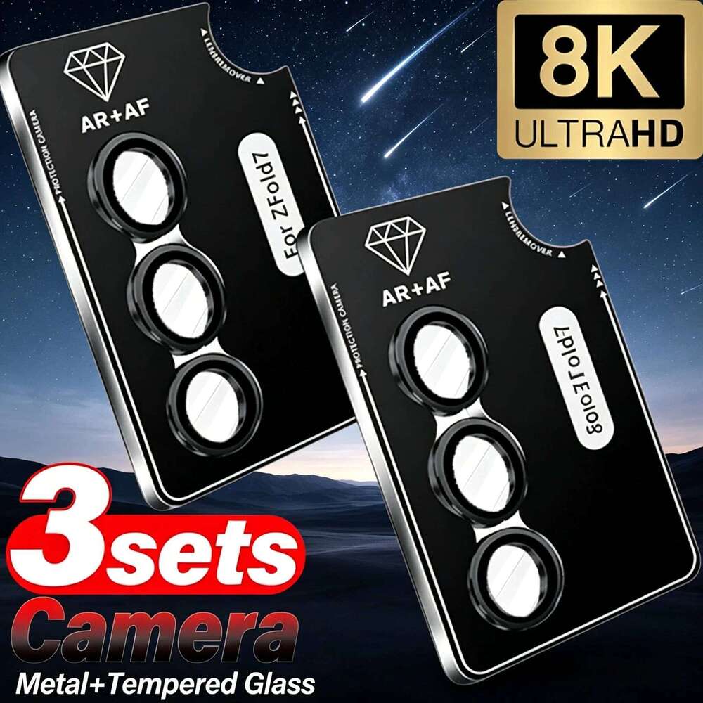 Film Per Samsung Galaxy Z Fold 8 7 6 5 HD Anello In Metallo Vetro Temperato Cop…