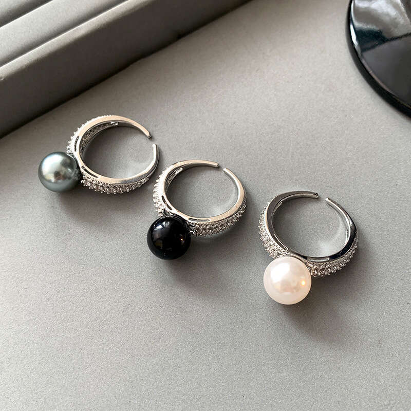 Designer Jewelry Luxury Jewelry S-Brand Tahitian Black Pearl Women, Unique Niche, Adjustable Open Ring For The Index Finger, Light Luxury And Elegant 