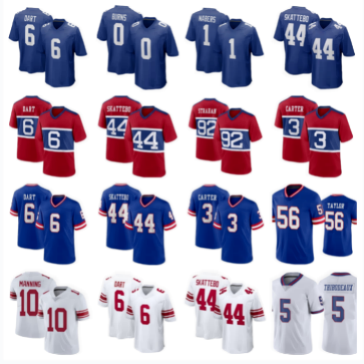 Abdul Carter Jaxson Dart Giantsjersey Malik Nabers Cam Skattebo Manning NY GiantsS jersey Strahan Bavaro Brian Burns Kayvon Thibodeaux Football Jersey