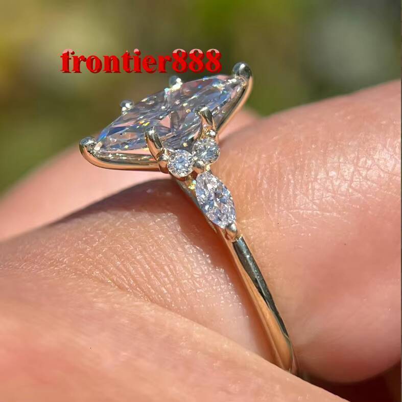 Classic Custom Lab Diamond Engagement Ring 14K Solid Gold Anniversary VVS DEF Marquise Cut Moissanite Ring