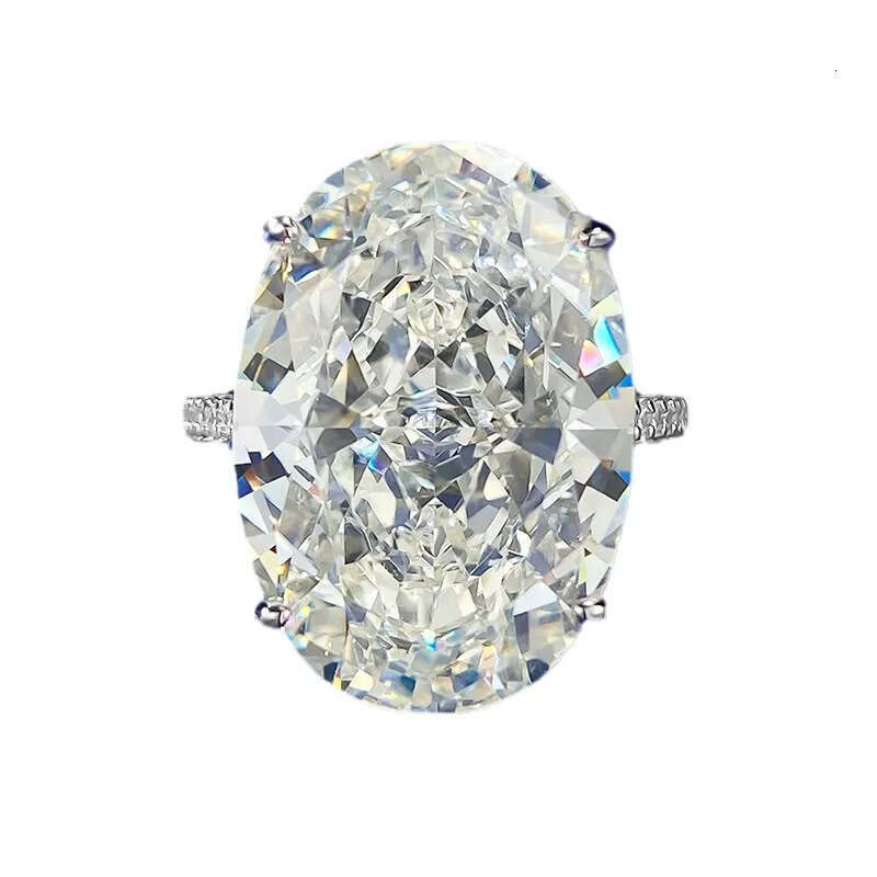 Huge 15Ct Lab Moissanite Diamond Ring 100% Real 925 Sterling Silver Party Wedding Band Rings for Women Men Engagement Jewelry - view 7