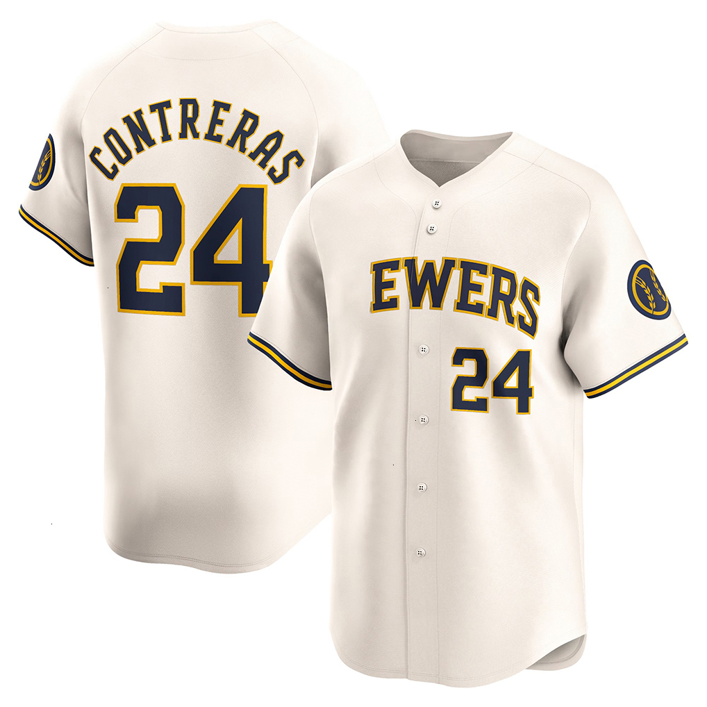 Milwaukees Brewers jersey William Contreras Christian Yelich Jackson Chourio Misiorowski Jake Bauers Sal Frelick Abner Uribe Robin Yount Brewer Baseba