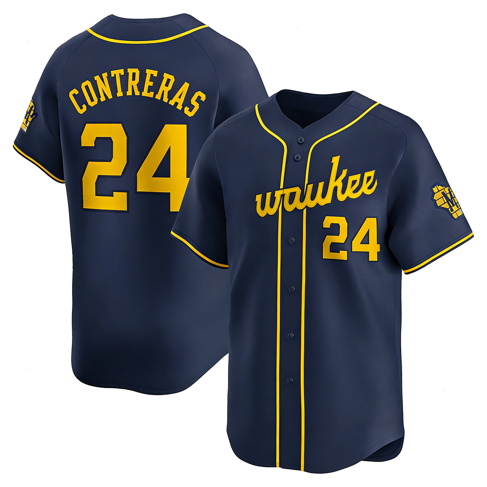 Milwaukees Brewers jersey William Contreras Christian Yelich Jackson Chourio Misiorowski Jake Bauers Sal Frelick Abner Uribe Robin Yount Brewer Baseba