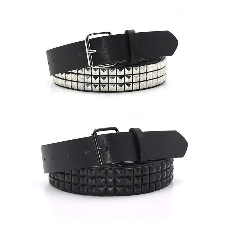 Fashion Rivet Belt Men Womens Studded Punk Rock With Pin Buckle Drop Black 260530BJ - view 3