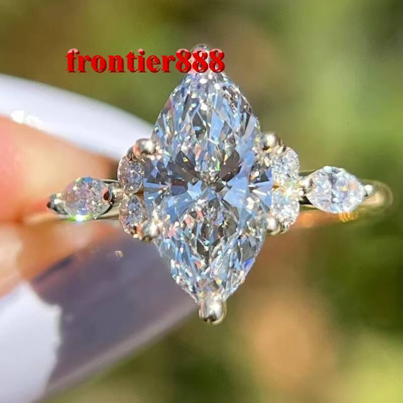 Classic Custom Lab Diamond Engagement Ring 14K Solid Gold Anniversary VVS DEF Marquise Cut Moissanite Ring