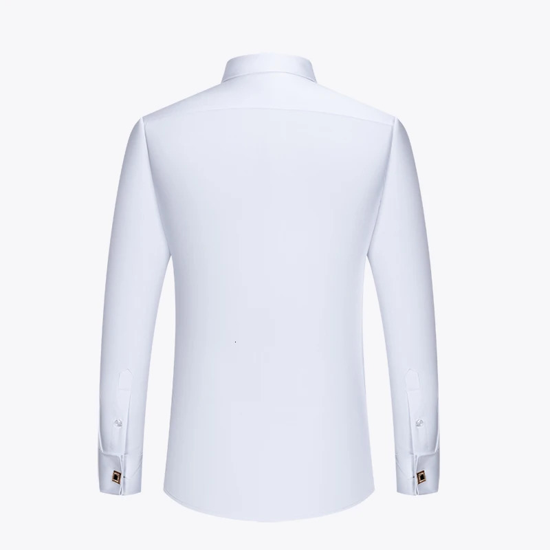 Embroidered French Cufflinks Mens Long-Sleeve Shirt with Collar Pins Big Collar Dress Shirt for Business Formal Wear Gentlema 260630 - view 4