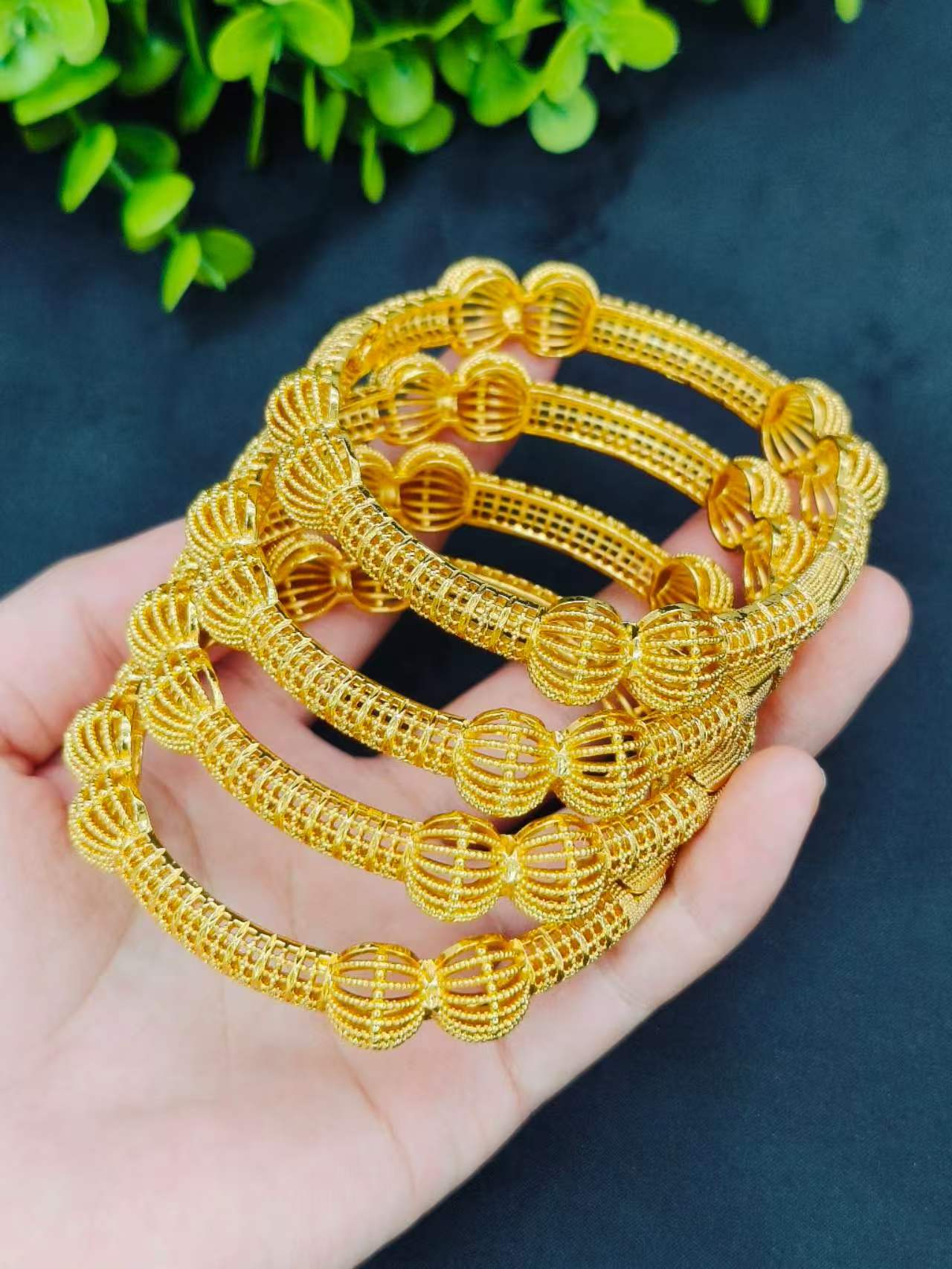 Dubai Gold Color Bangles For Women Indian Jewelry Bangle Wedding Egyptian African Jewellery Wholesale Designer Bracelets - view 3