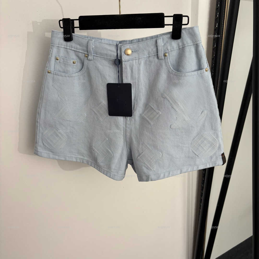 Brand women pants high quality girls shorts designer women clothes logo embroidered washed denim shorts A496X10N177
