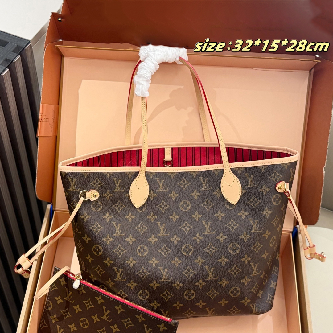 Luxury Bags Designer Bags louis vittonbag Tote Bags Fashionable Neverfull Handbags Crossbody Bags Women's Large-Capacity Vintage Floral Print Canvas Shopping Bags