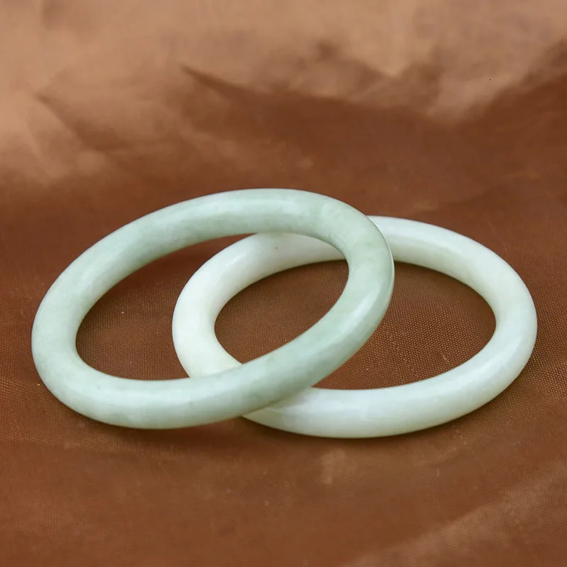 Natural Jadeite Color Hand Carved Round Jade Bracelet Fashion Boutique Jewelry Womens Light Green Floating Flower Jade Bracelet 260630BJ - view 5
