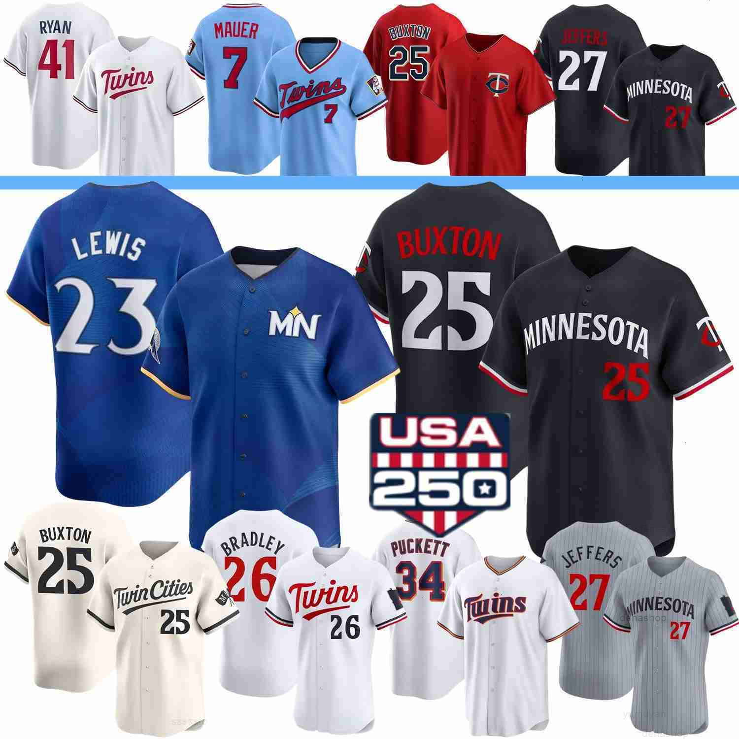 Maglia Da Baseball Minnesotas Twins Walker Jenkins Byron Buxton Royce Lewis Kir…
