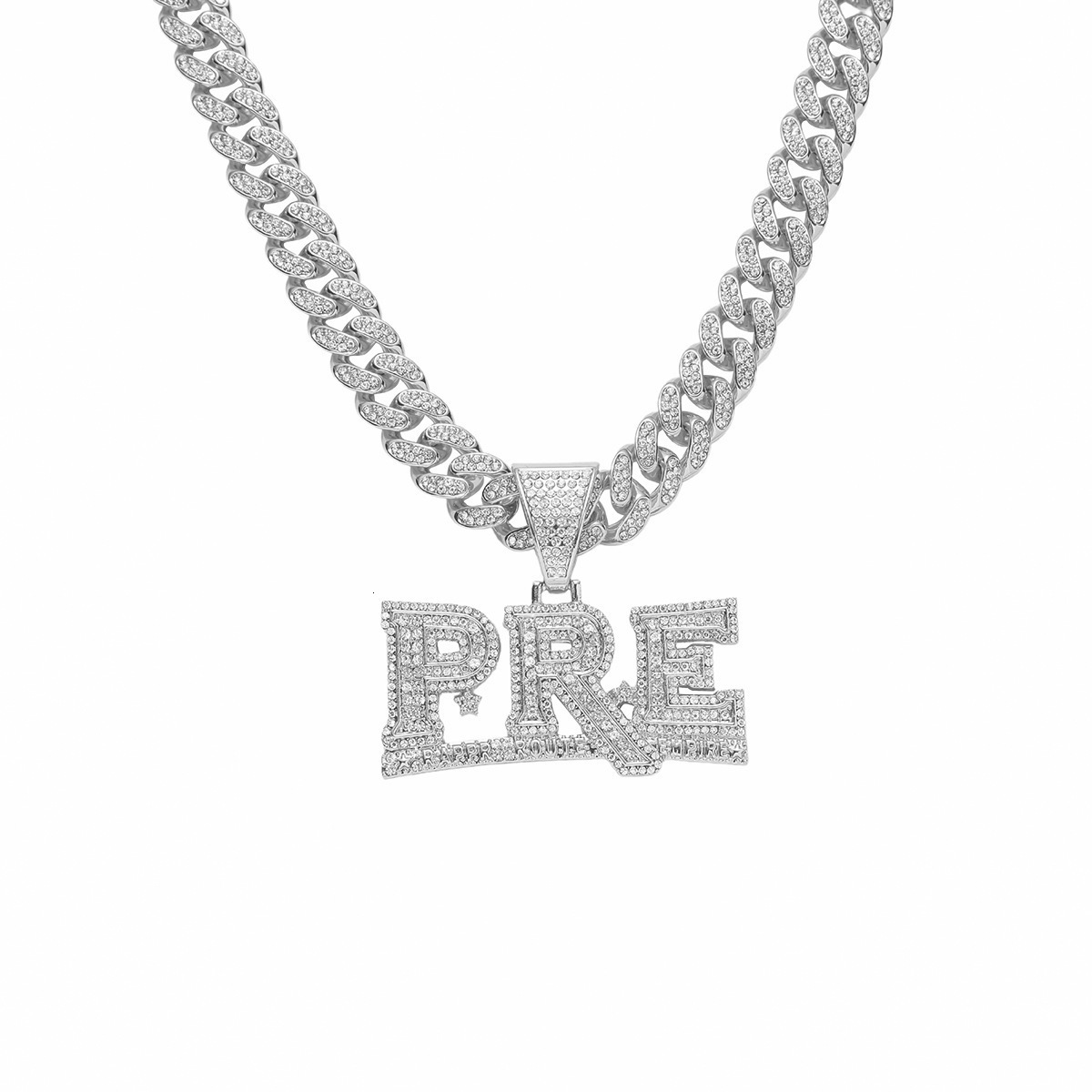 Women Men Hip Hop PRE Pendant Necklace Cuban Chain Hiphop Iced Out Bling Necklaces Fashion Jewelry Charm Gifts 251110