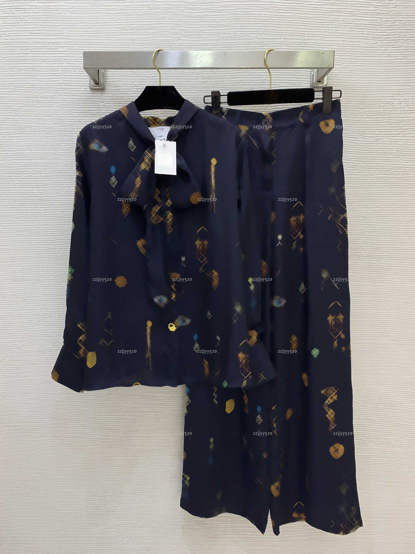 Brand autumn women pantsuit lady trousers women designer clothes ladies' pant suits printed shirt wide leg long pants two-piece set A816X16N062
