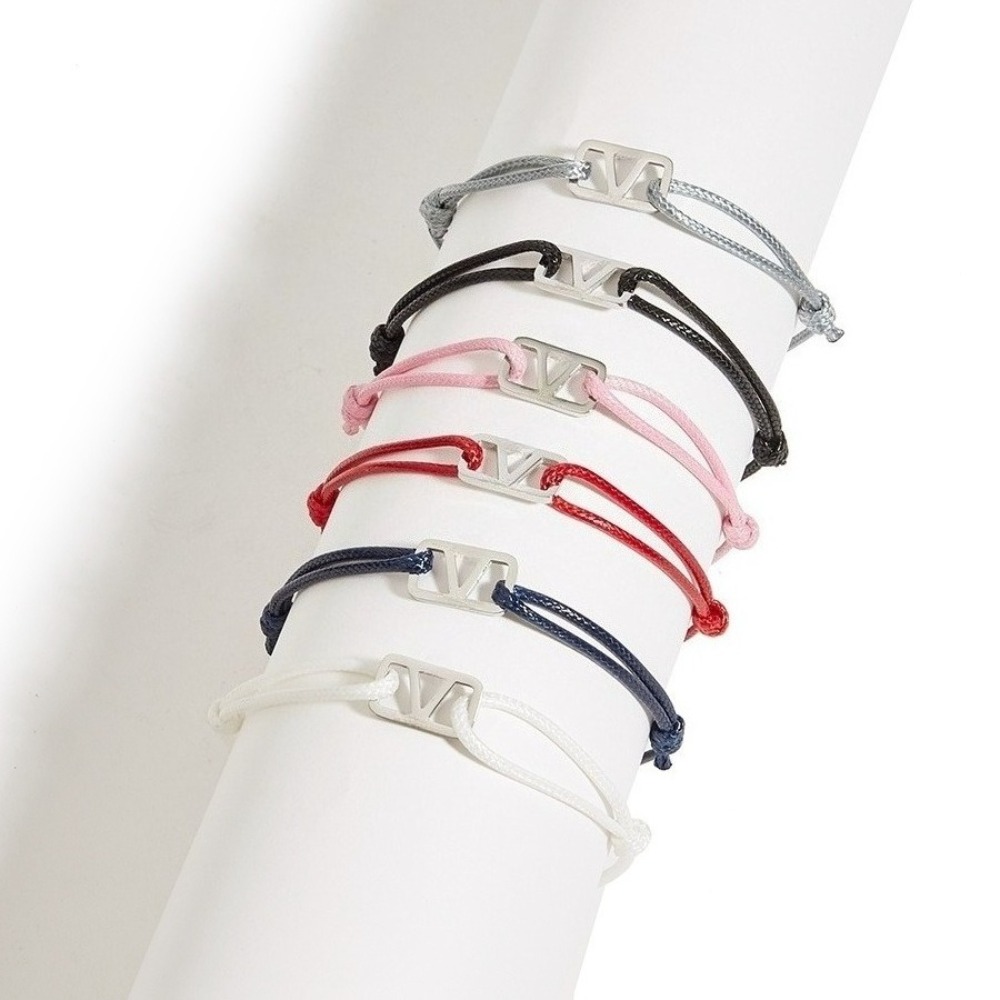 Classic Designer Bracelet Minimalist Stainless Steel Bracelet Couple Braided String Bracelet Adjustable Letter Bracelet with Logo High-Quality Jewelry Gift