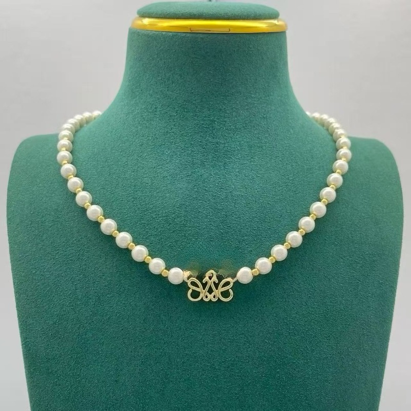 Designer Jewelry Pearl Necklace Retro Luxury Colorful Necklace for Women Fashionable and Elegant Letter Necklace Collar Chain