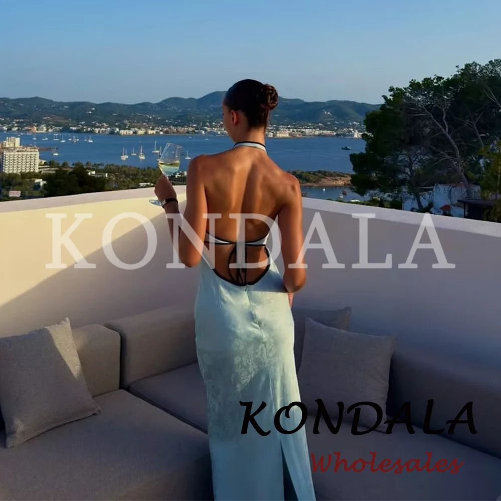 KONDALA Chic Knot White Women Midi Long Summer Dress Sheath Backless Hollow Out Dress Fashion 2026 Neck-mounted Elegant Vestidos 260701 - view 4