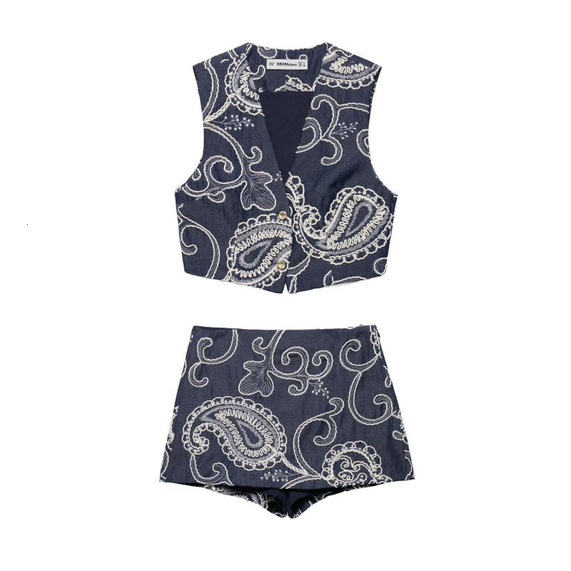 Womens 2026 Style French SkirtPants Embroidered Short TankTop 250616