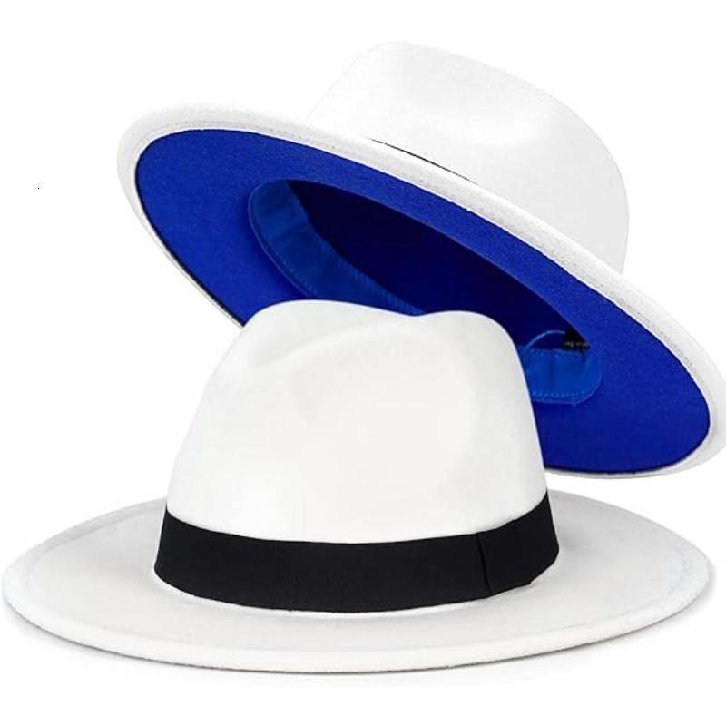 Black and White Doublesided Color Matching Woolen Top Hat Womens Wide Brim Jazz Felt Fedora Hats Mens Party Jazz Cap 250919